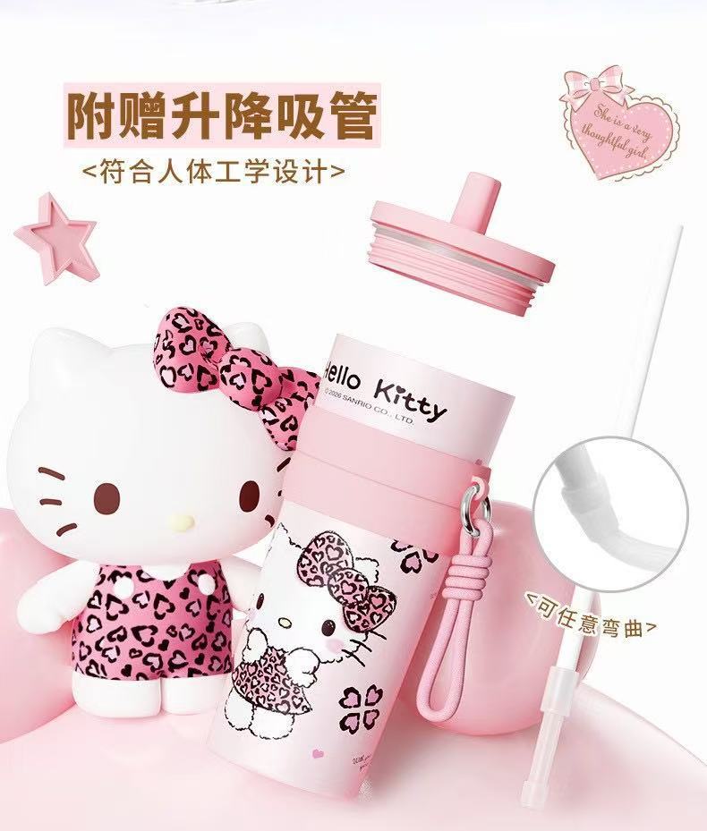 Китти термос hellokitty, девушка с высоким уровнем внешности, милая трубочка, портативная портативная ледяная жидкость pic 6