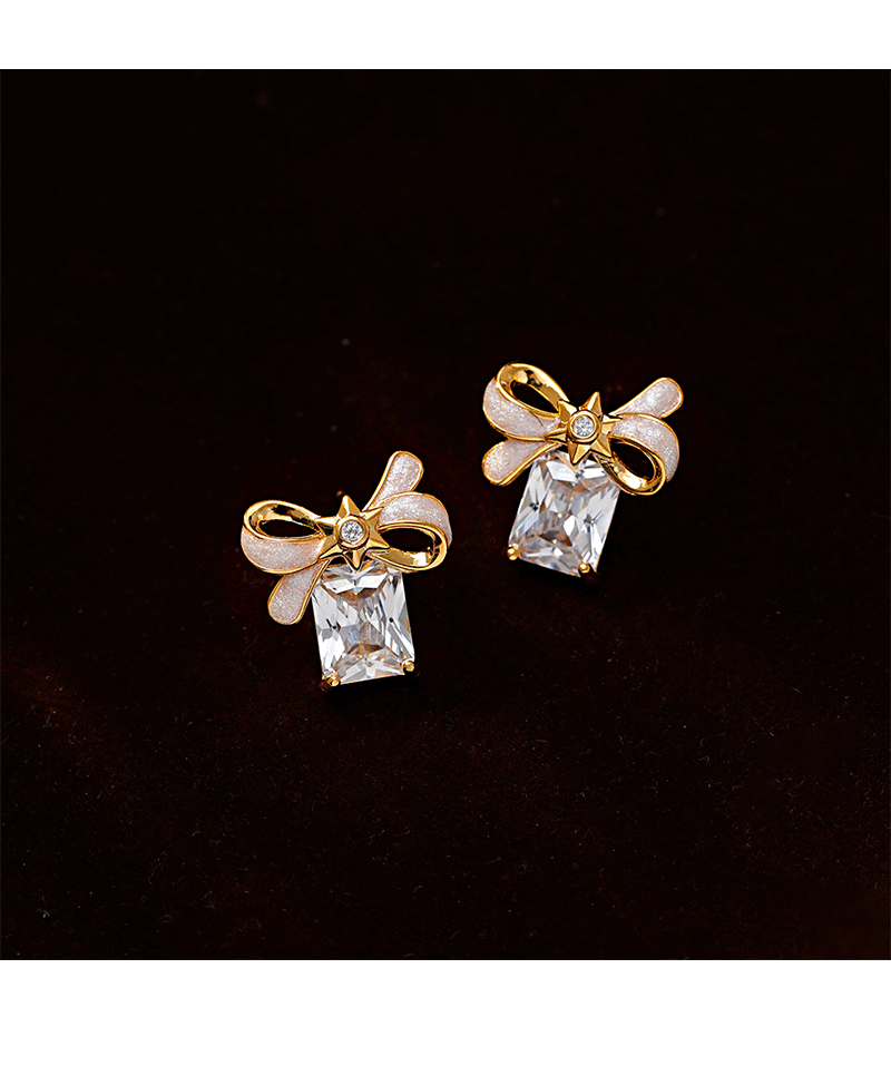 Hyacinto moda luz extravagancia superflash geometría circonitas pendientes esmalte goteado aceite blanco nacarado arco orejas 2025 nuevo tidal pic 4