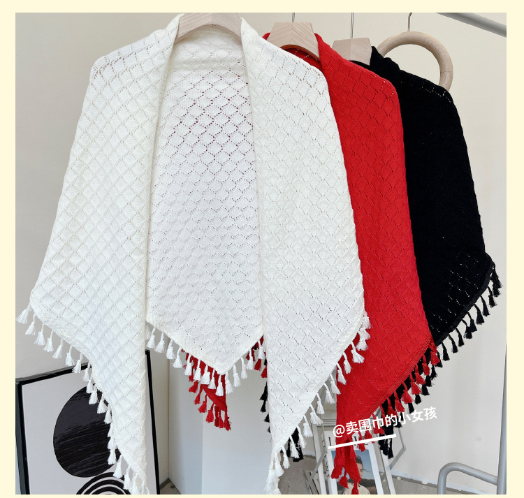 国潮旗袍披肩女外搭百搭中国风春秋新款针织外套搭配长袖三角开衫披肩详情13