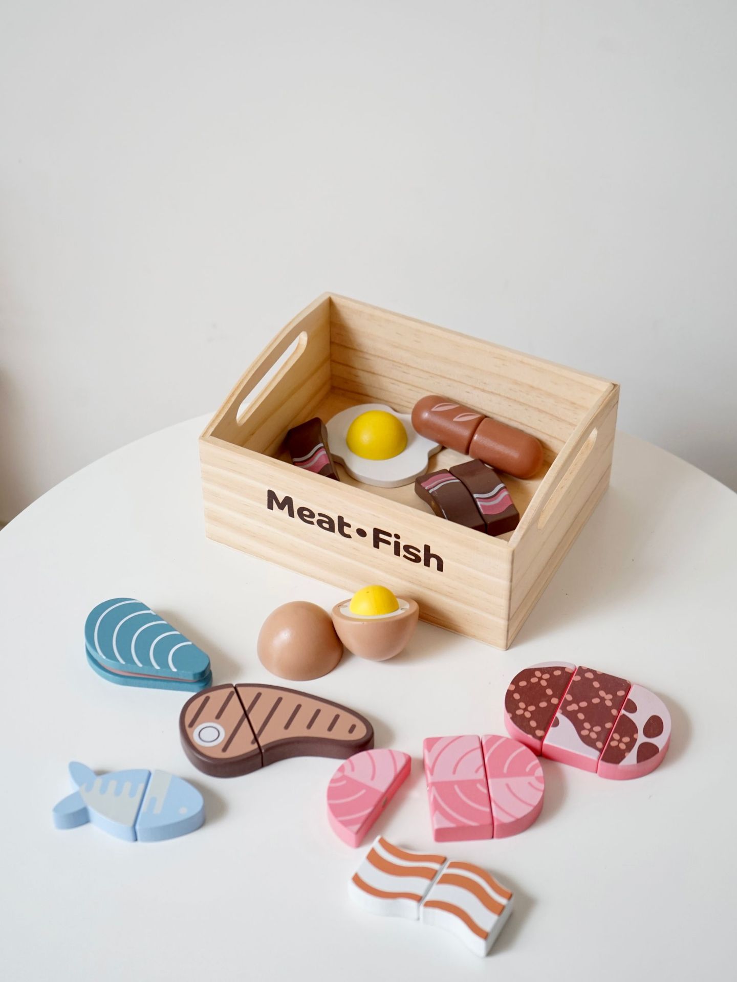 CE/CPC Wooden Magnetic Vegetable and Fruit Cutting Fun Meal Set, Wooden box set, Solid wood cutting board and Cookware set pic 19