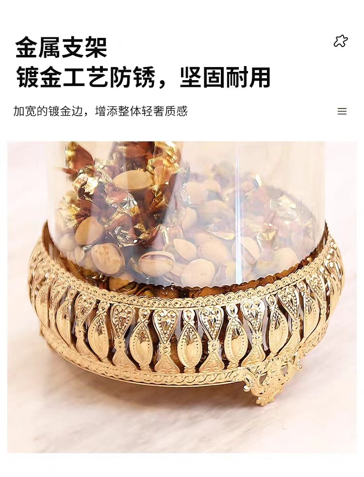 跨境金色电镀糖果罐三件套糖果罐干果收纳罐创意轻奢家居装饰品详情6