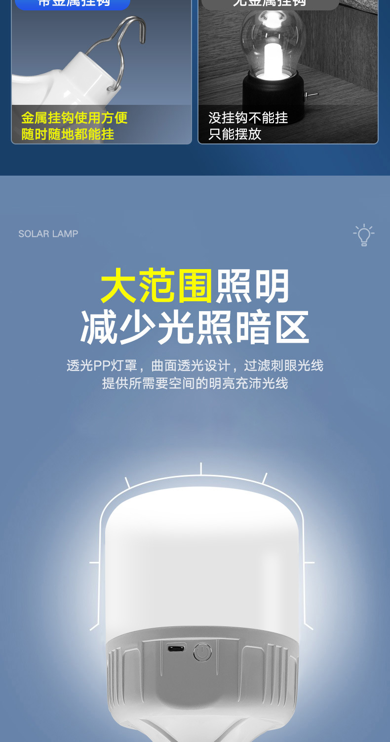 led应急灯泡led地摊夜市摆摊灯户外露营充电无线照明USB 节能灯详情3