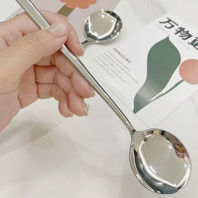 304不锈钢勺子高颜值餐具长柄汤勺家用雪糕电饭锅甜品拌饭调羹详情7