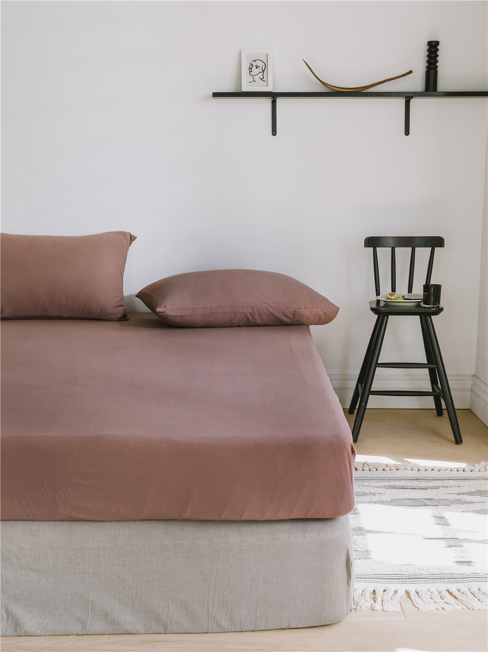 ins Japanese-style solid color all-cotton knitted cotton four-piece set, skin-friendly nude sleeping plain double-layer Indian cotton bed sheet pic 63