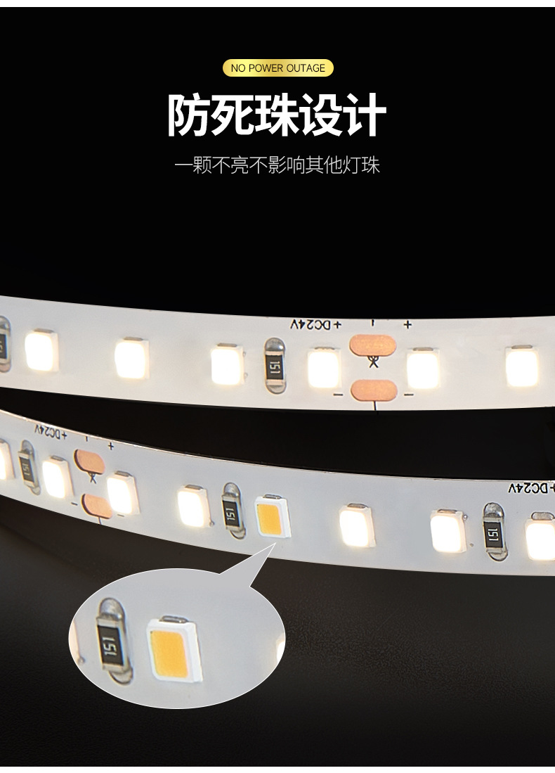 24V欧司朗芯片灯带低压护眼家用吊顶LED2835灯条智能调光三色灯带详情24