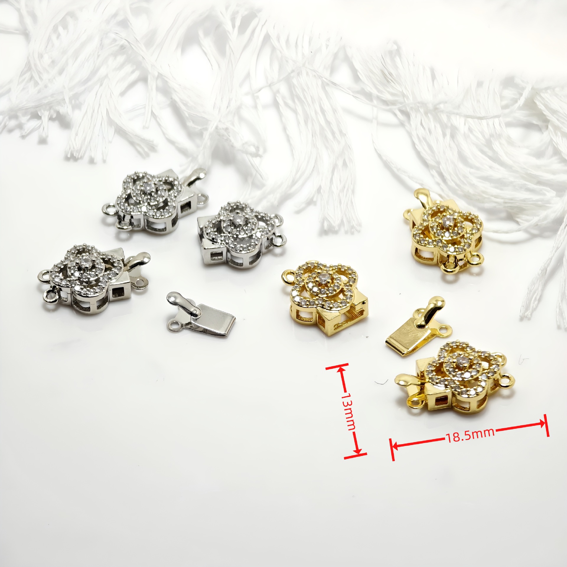 High color retention, real gold plating, double hanging, zirconium pearl buckle, pin, buckle necklace, connecting buckle head, DIY jewelry bracelet pic 11