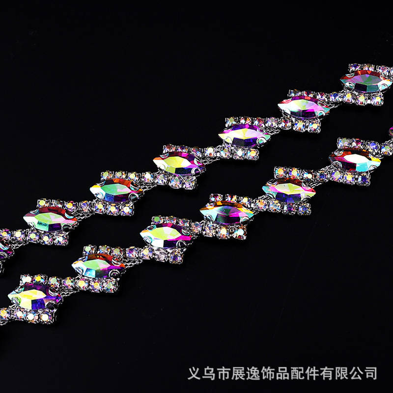 European and American best-selling in-stock welded glass diamond chain, sunflower horse eye water diamond chain, DIY dress accessory and auxiliary materials pic 6