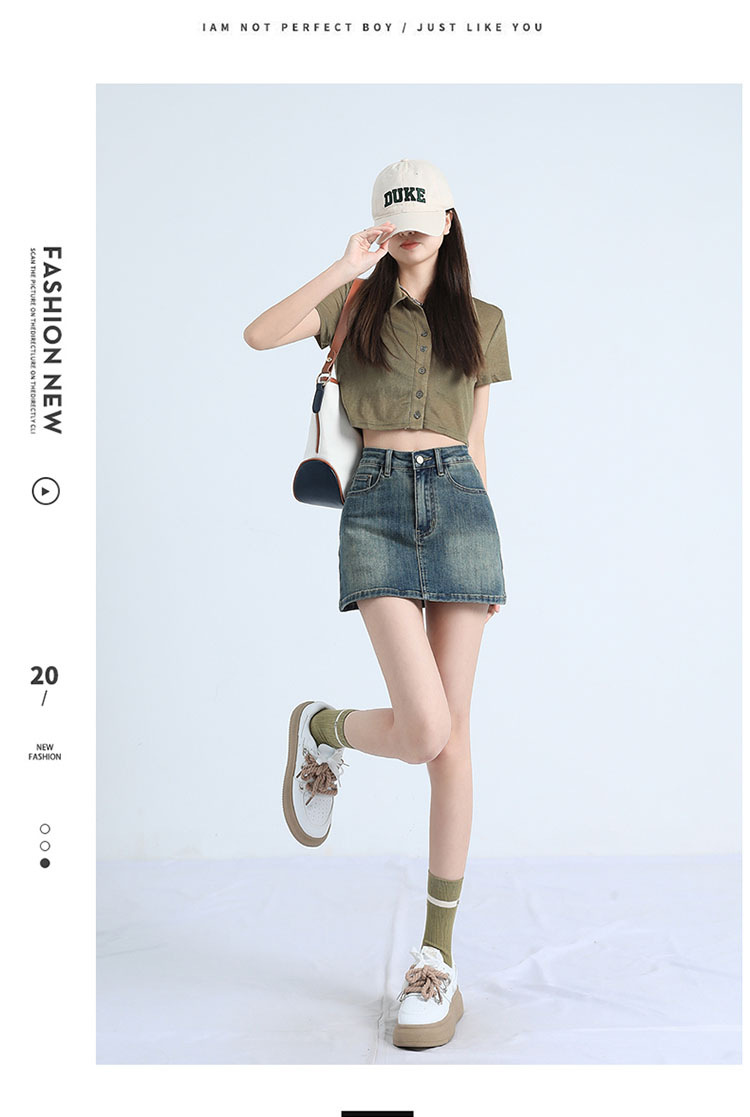 美式复古牛仔短裙女夏季显瘦性感辣妹紧身包臀裙裤短款高腰半身裙详情2