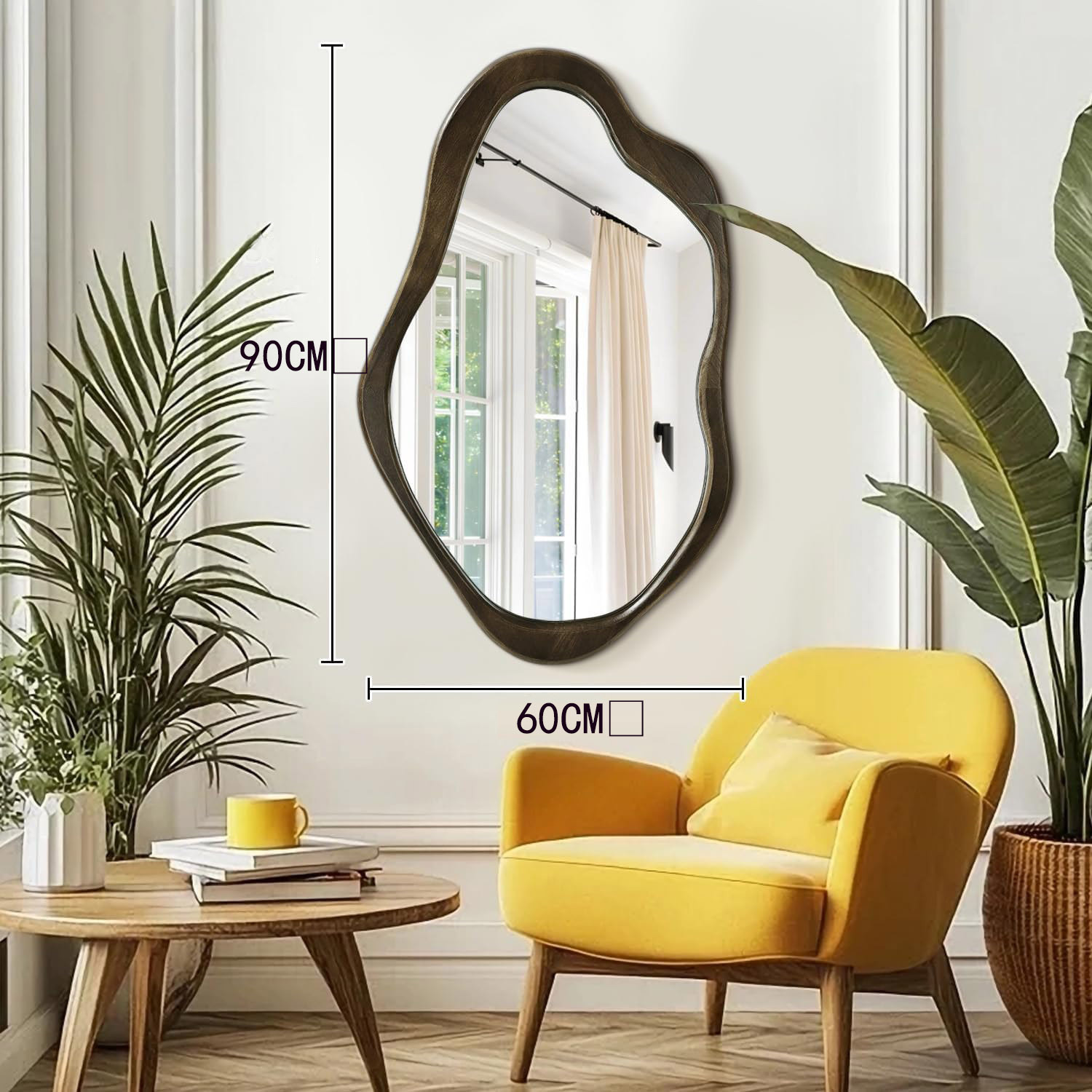 钢化镜中古风全实木异形镜壁挂式穿衣镜挂墙玄关装饰镜镜子全身镜详情2