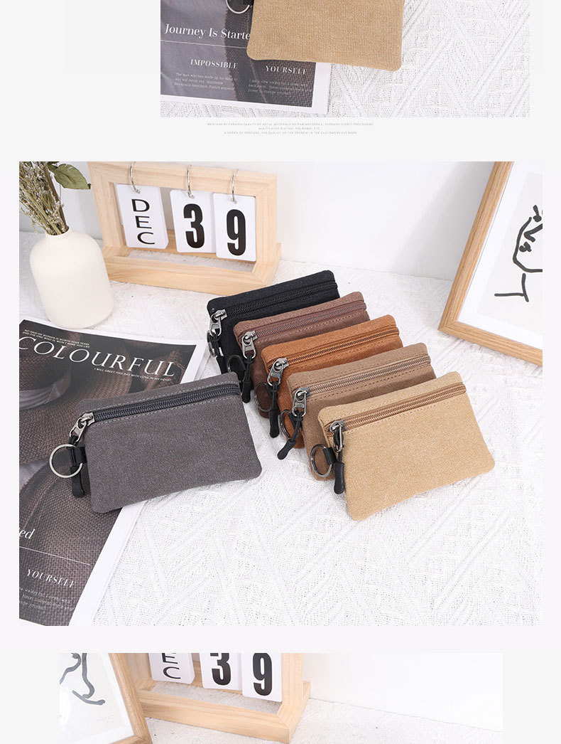 帆布小钱包零钱包便携小包挂绳挂扣女士钱包硬币钥匙卡包收纳包详情11