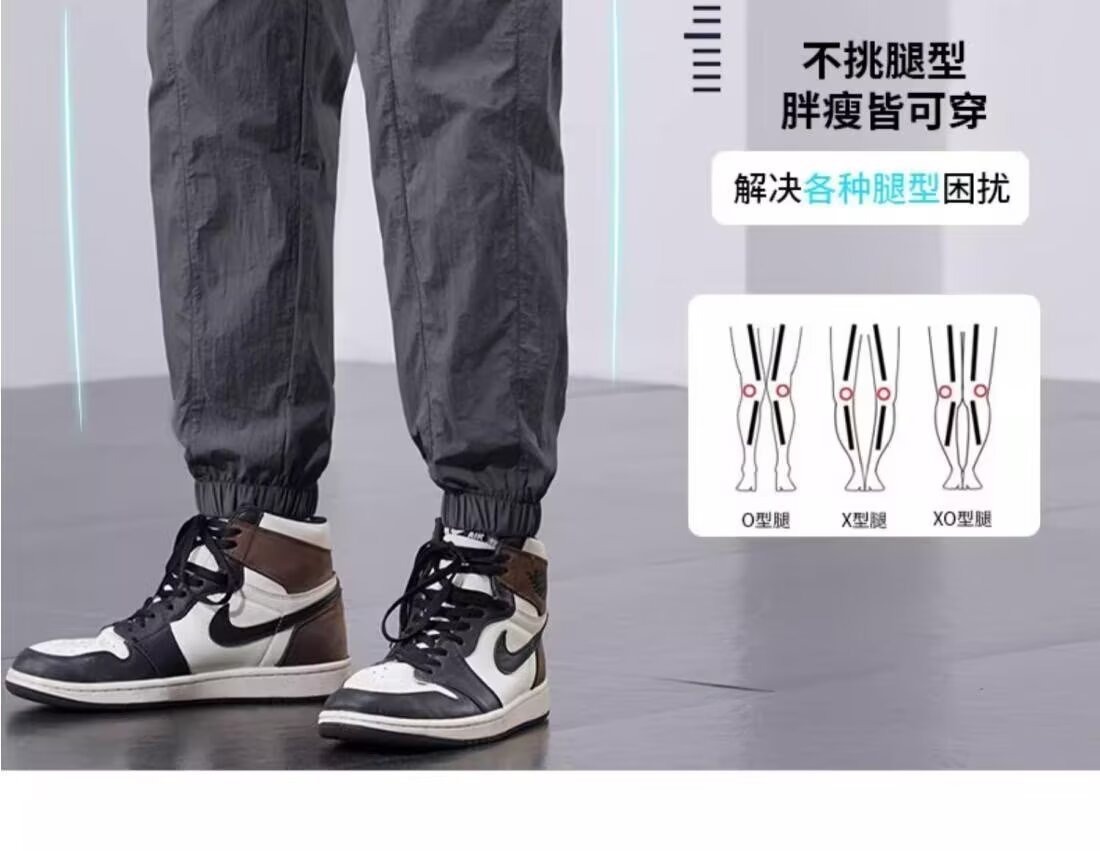 工装休闲裤子男士2025夏季新款薄款宽松透气速干运动裤束脚九分裤详情24