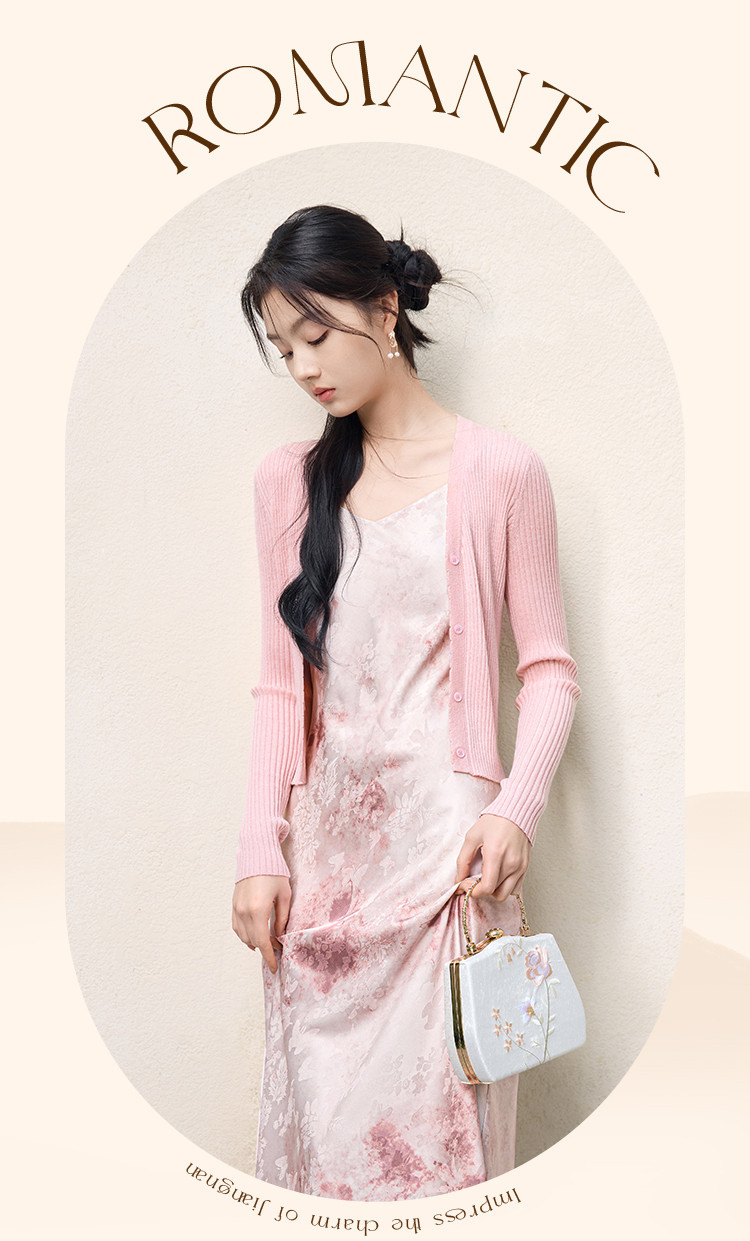 2025 Summer satin V-neck halter dress for women, new Chinese-style smudged printed dress pic 18