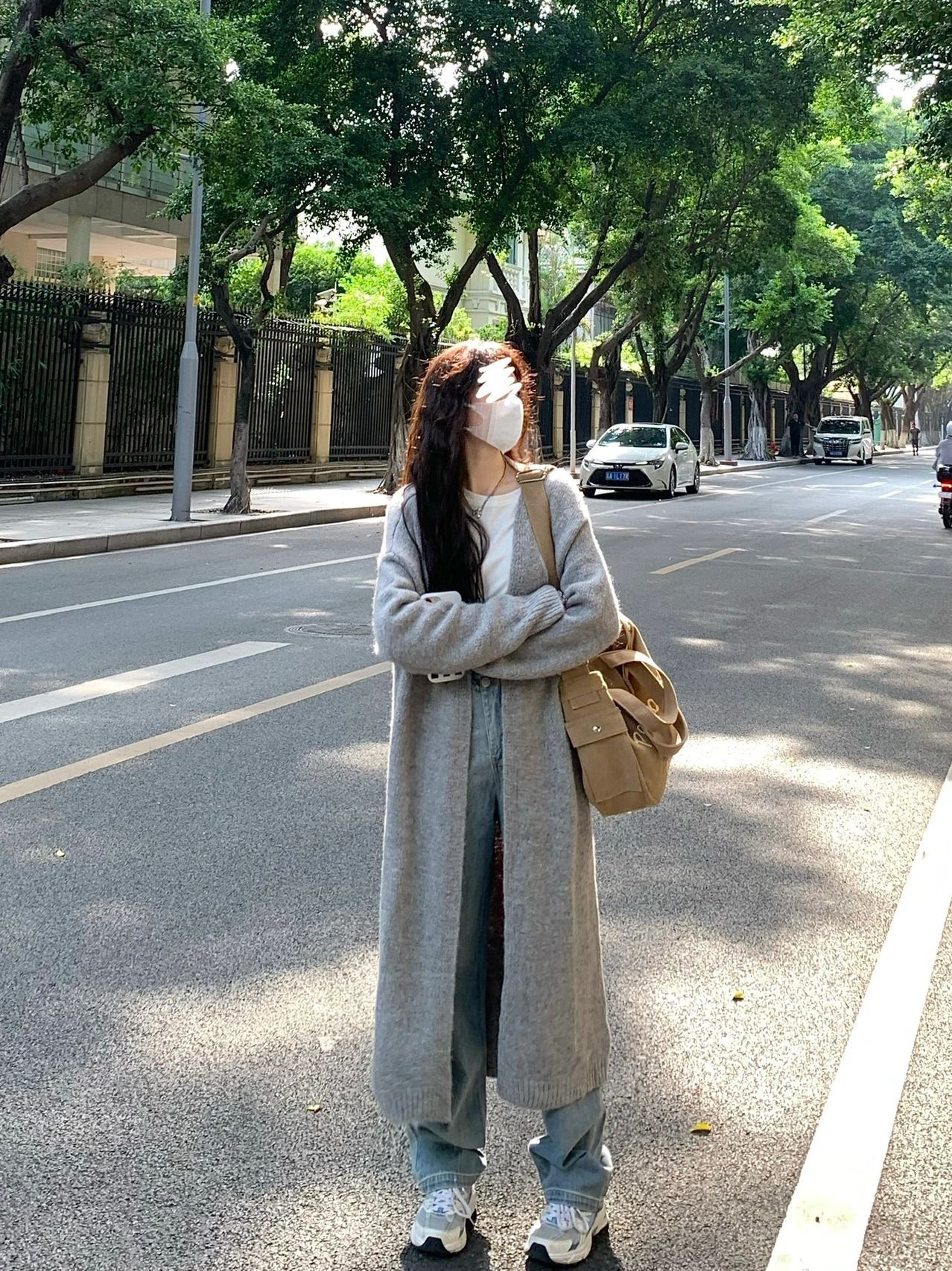 KANING灰色中长款过膝毛衣外套女2025春季慵懒风薄百搭针织衫开衫详情5