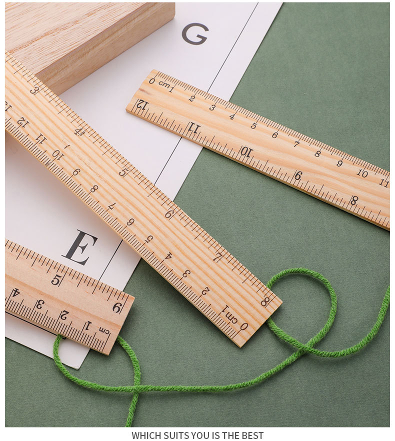 学生木头尺15cm20cm30cm木直尺单面双刻度尺子木尺详情11