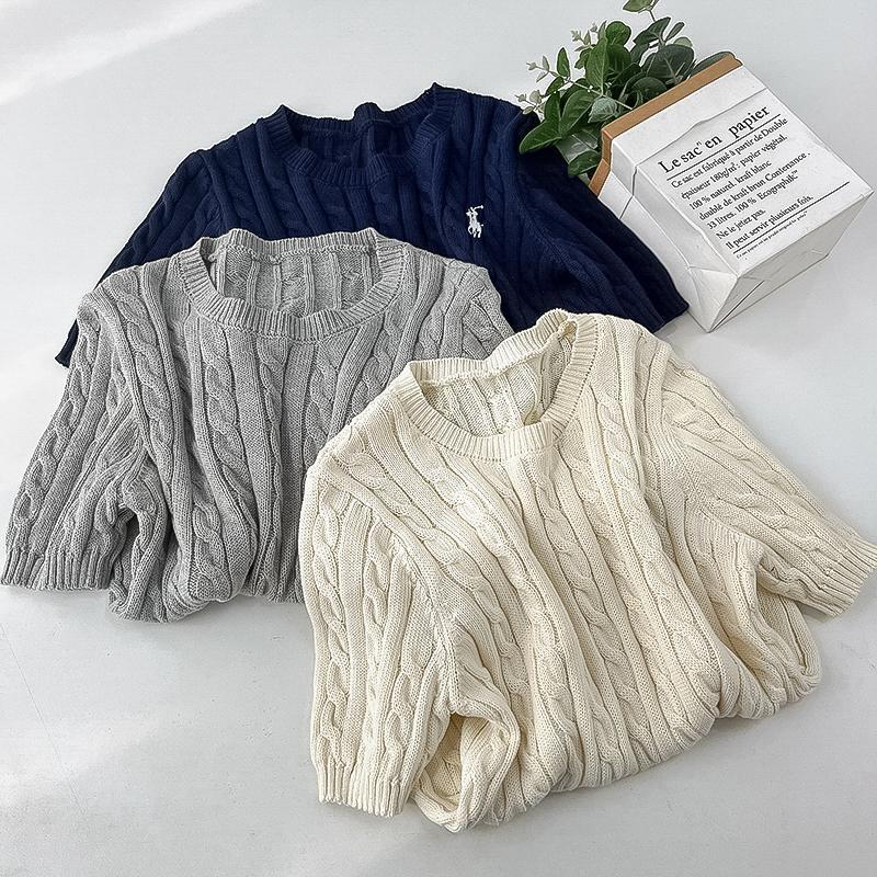 British-style ponytail embroidery braided short-sleeved knitted sweater for women, spring and summer retro style, thyme and base layer sweater pic 8
