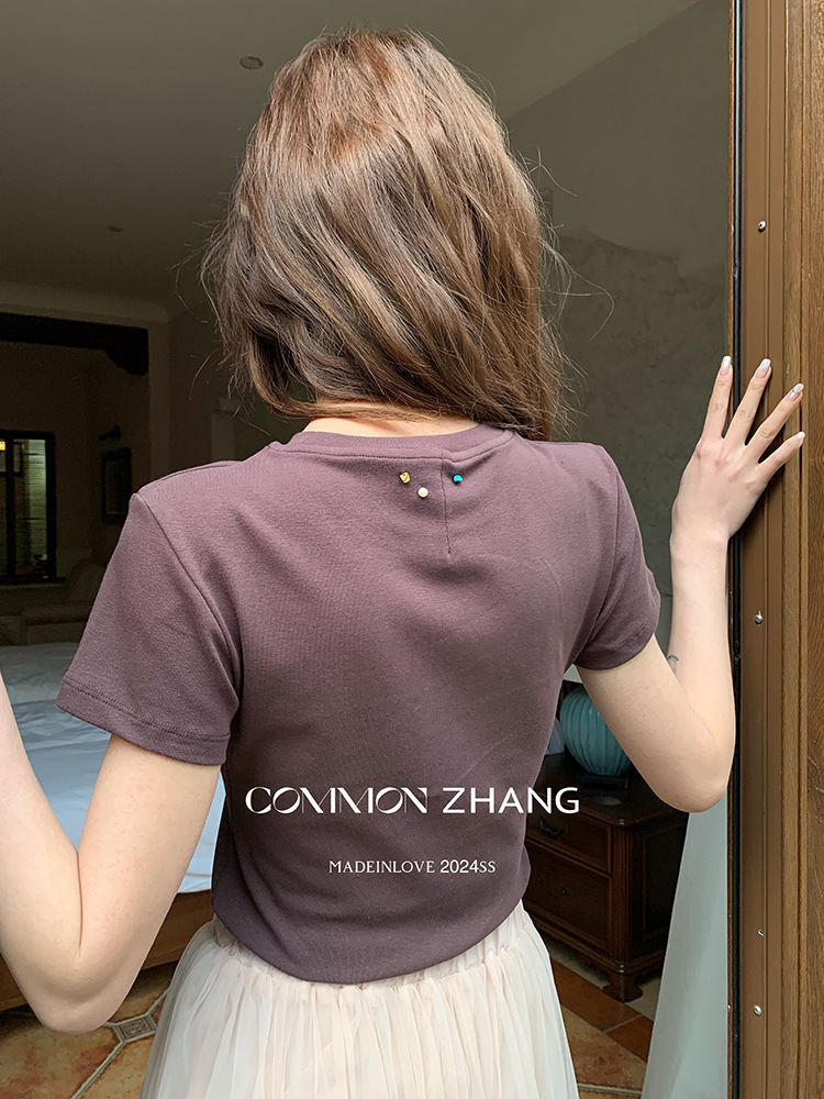CZZHANG Summer Korean-style multi-color, niche, versatile and simple basic short-sleeved T-shirt for women A10099 pic 41