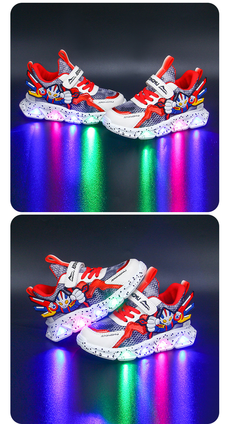 批发带灯儿童运动鞋男2025春秋新款皮面防水男童鞋中小童跑步鞋详情25