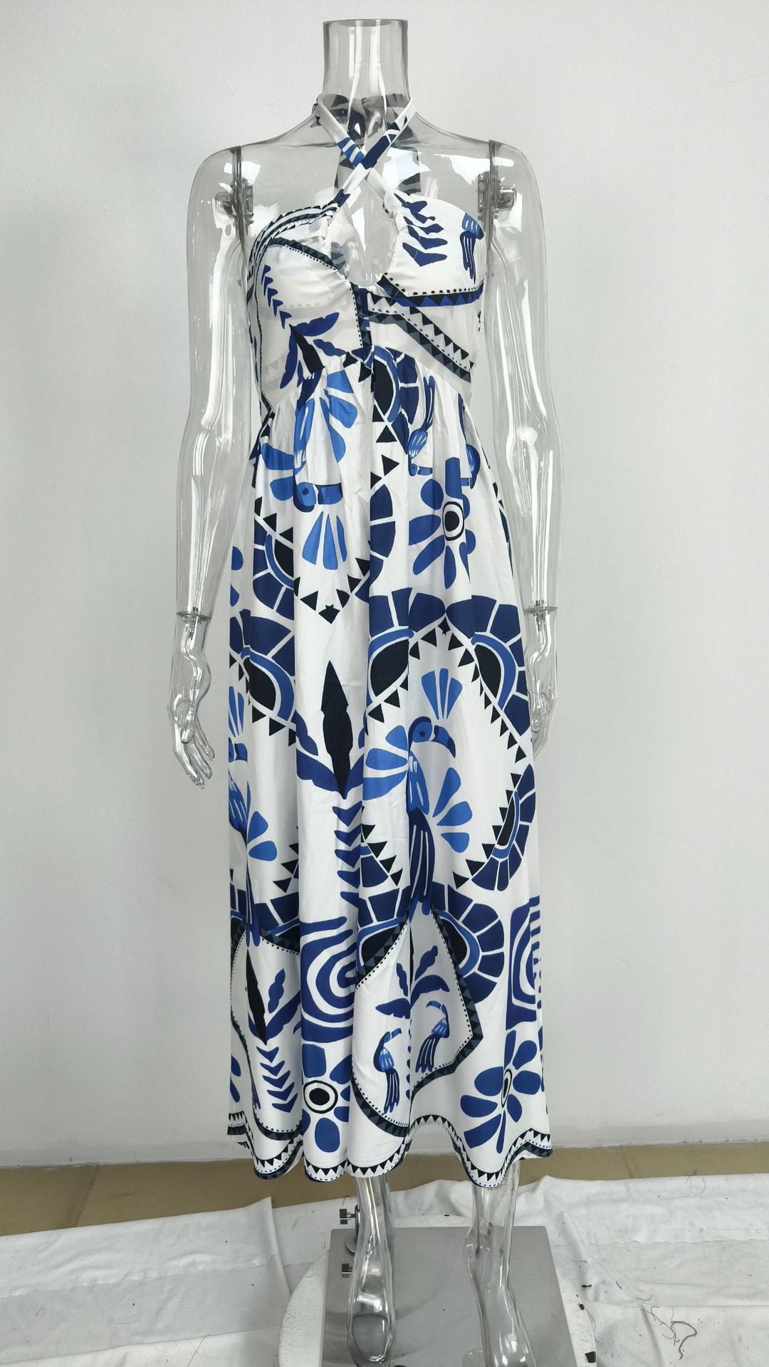 Hollow-out neck tie loose spring dress for women详情3