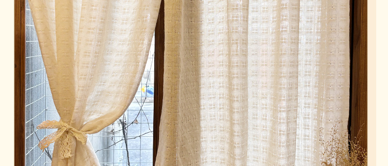 法式纱帘飘窗窗帘小窗户短款半帘遮挡咖啡厅厨房隔断门帘柜子遮丑详情3