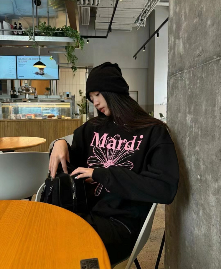 现货韩国潮牌Mardi卫衣女小雏菊24新款印花圆领上衣一件代发详情19