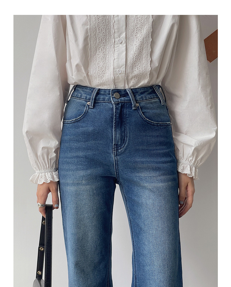 【90s Retro Horn 】 Ge Ming High-waisted slightly flared jeans for Women 2025 Spring New floor-length Pants R155H pic 25
