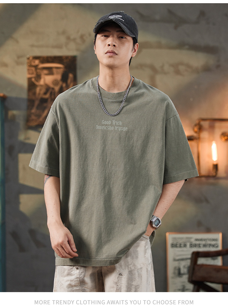 纯棉短袖t恤男士夏季2025新款潮牌复古宽松休闲圆领半袖上衣男款详情13