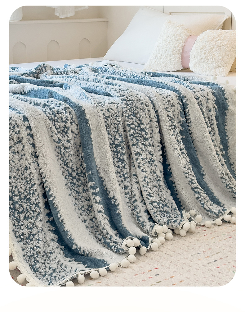 秋冬季新品星绒梦语毛球多功能毛毯云纹绒阳离子混纺毯子森语雪球详情14