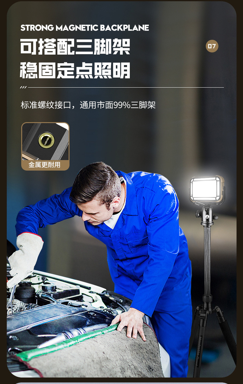 Cross-border new solar outdoor camping lighting tent lamp, rechargeable LED multi-functional magnetic work light pic 28