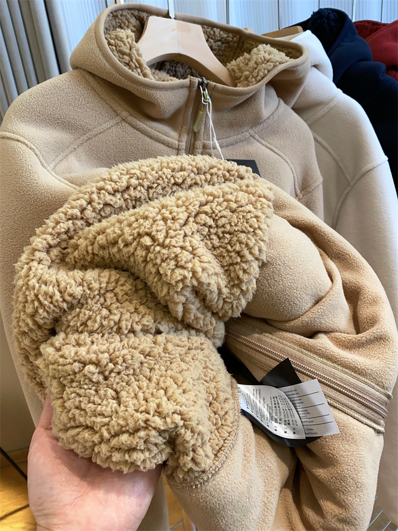 黑科技发热双面摇粒绒拉链连帽加厚情侣外套卫衣女详情20