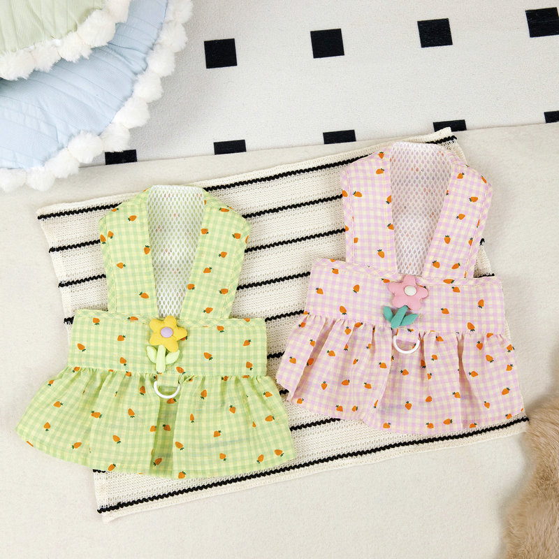 牵引绳外出狗狗衣服宠物服装裙子泰迪比熊博美贵宾25布偶花牵引裙详情8