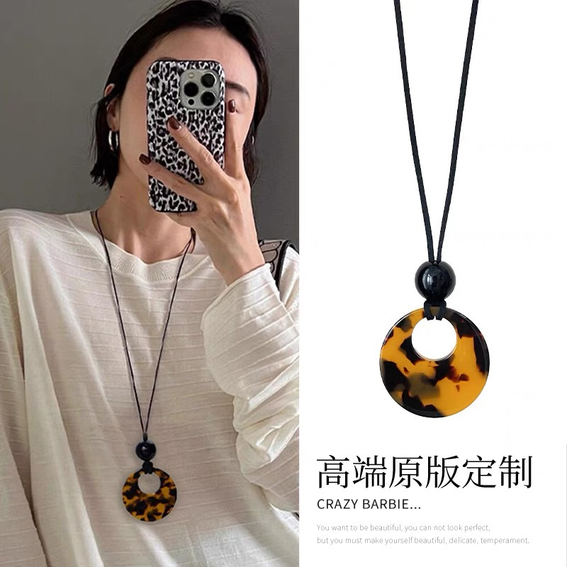 韩国博主同款不规则几何爱心吊坠项链抽拉可调节毛衣链小众时尚详情16