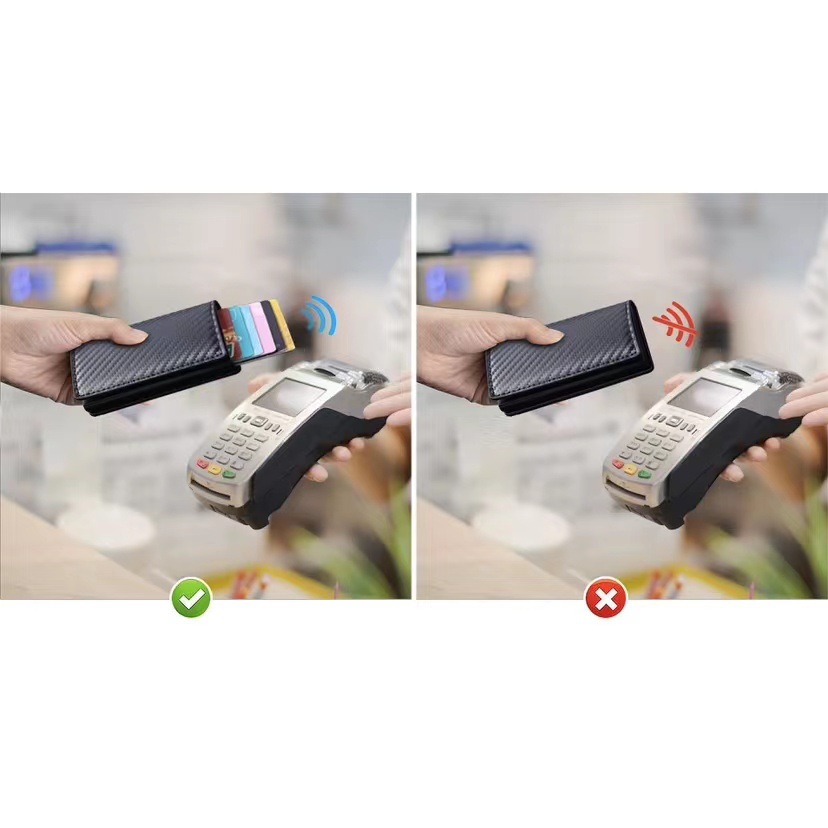 التفتيش الشامل عبر الحدود بين أوروبا والولايات المتحدة ضد سرقة محفظة الرجل المتعددة كارت RFID المحفظة المتعددة الألياف الكربونية الرقيقة pic 7