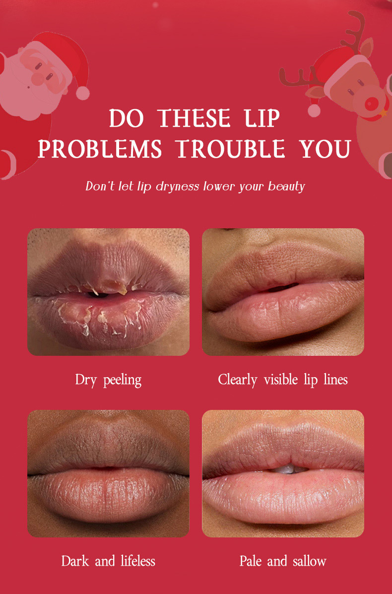 【 Cross-border Exclusive 】bosuya Christmas Lip Balm Set: Exfoliating, Reducing Lip Lines, Hydrating and Moisturizing Lip Balm pic 3