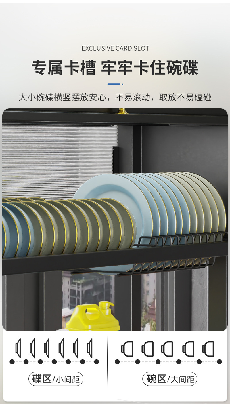 厨房水槽台面上方置物架带柜门防尘放碗盘多功能水池沥水橱柜专用详情13