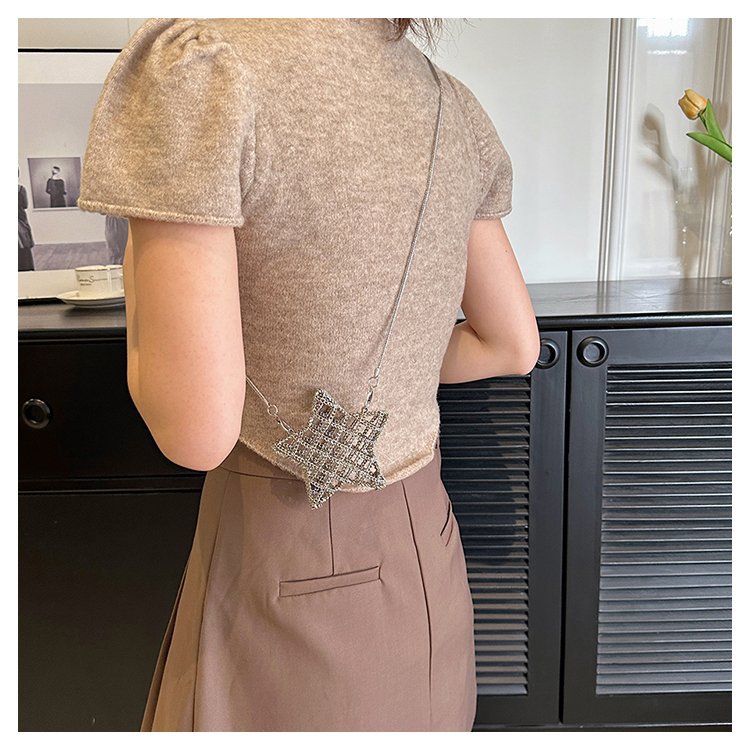 跨境2024夏新款小香风镂空金属星星包晚宴包单肩斜挎气质链条女包详情68