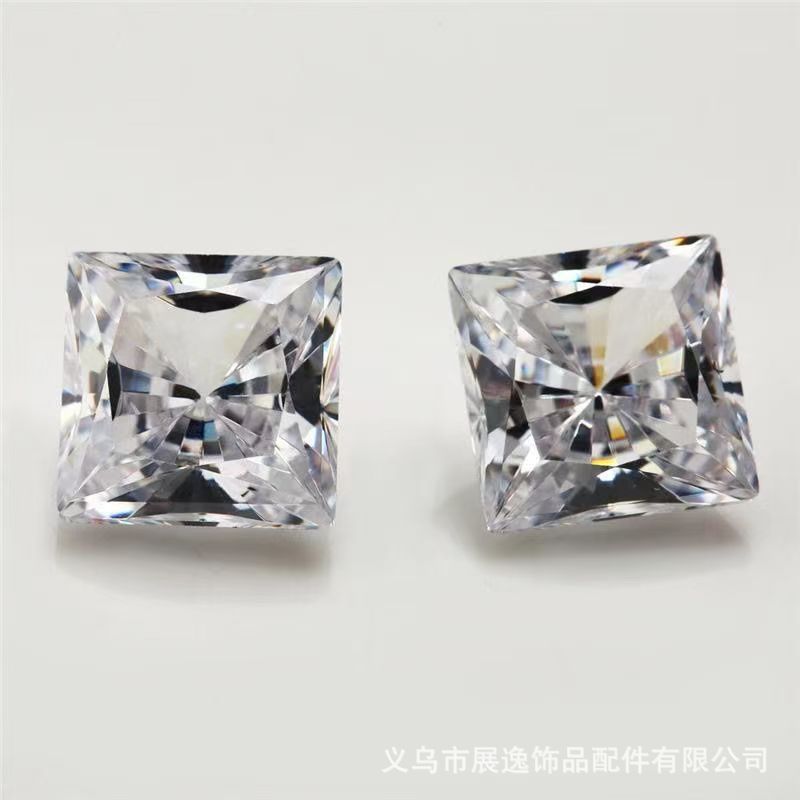 爆款直角正方形透明白色合成锆石裸石 方形饰品配饰厂家批发详情1