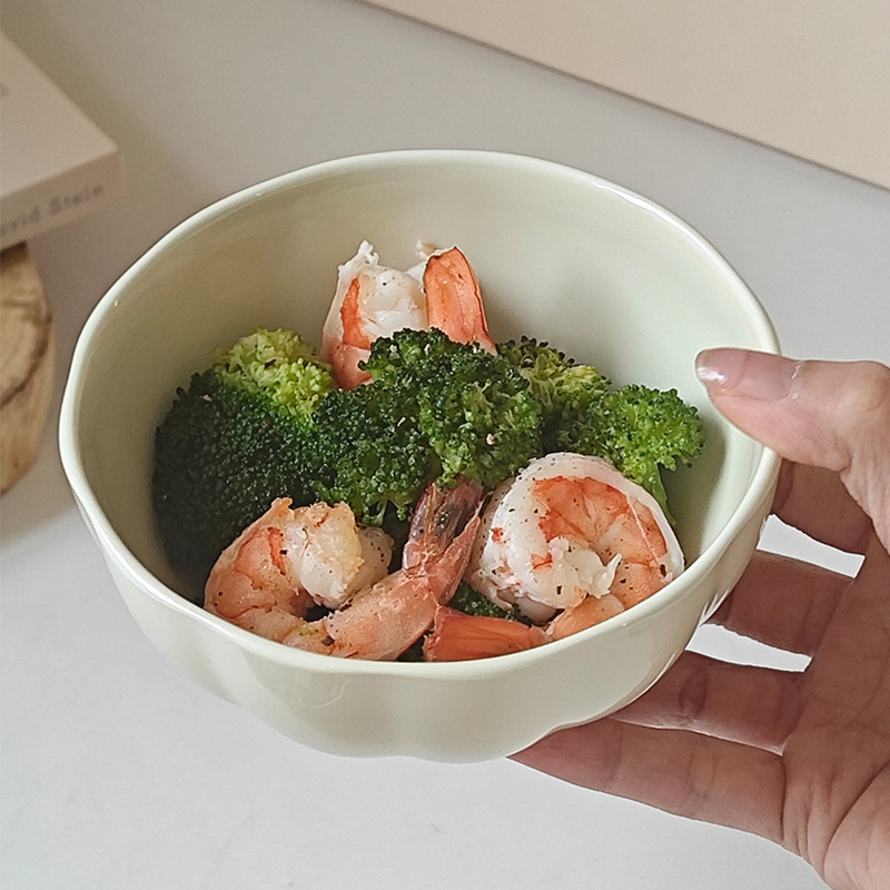 This bowl features a high-quality appearance, glazed rice bowl, underglaze color, high-end tableware, creative ins style, home and restaurant wholesale dessert bowl pic 1