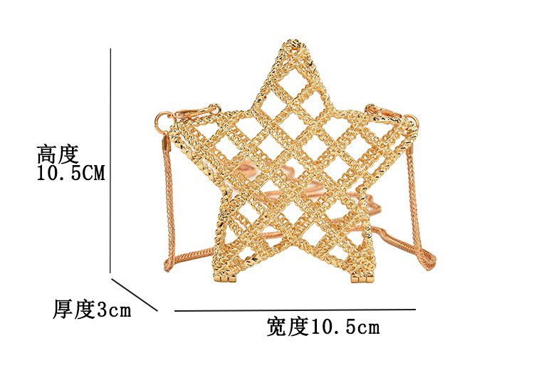 跨境2024夏新款小香风镂空金属星星包晚宴包单肩斜挎气质链条女包详情3
