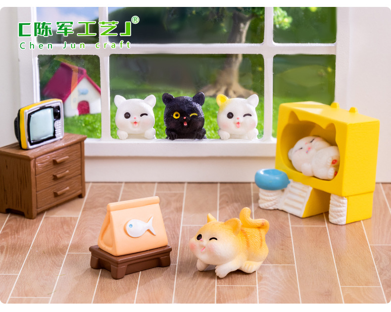 Micro-landscape creative, cute little cat doll, gardening kid house, DIY decorative accessories, desktop small ornaments pic 40