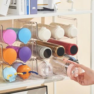 Folding cup holder, multi-layer transparent water cup storage rack, light luxury refrigerator beverage rack, stackable and detachable wine rack pic 10