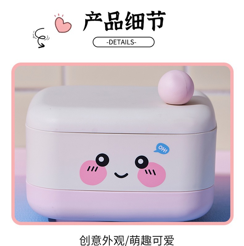 Laundry soap box with lid, large bathroom draining, double-layer personalized and creative, portable soap box for student dormitories pic 11