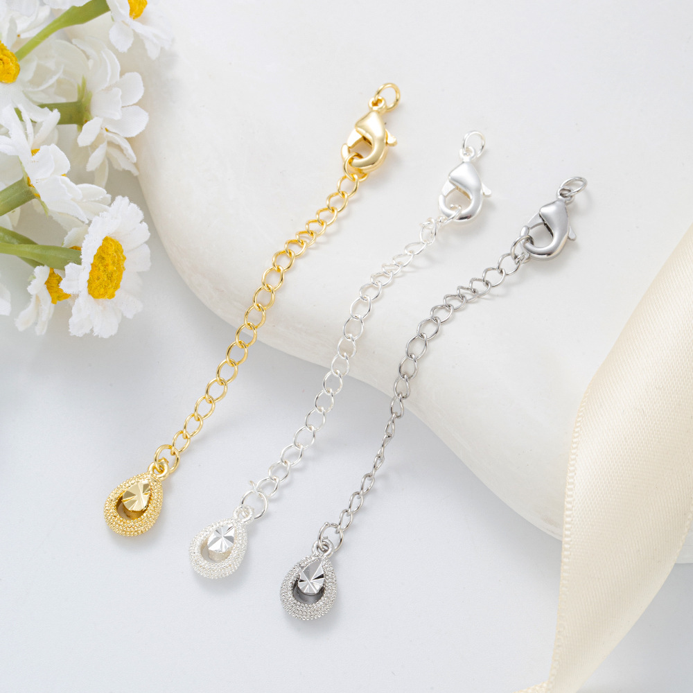 Engraved copper pendant plated with 18K real gold, lobster buckle, extension chain, 14K gold-plated tail chain, diy handmade necklace tail chain pic 11