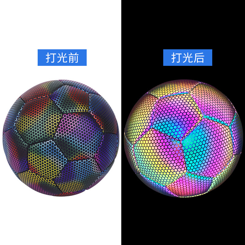 Wholesale of cross-border fluorescent reflective luminous footballs, No. 4 and No. 5 PU machine-sewn training luminous footballs pic 33