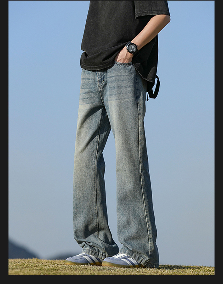 Slightly flared jeans for men, Spring/Summer 2025 new style American high street retro distressed straight-leg trendy loose pants pic 10