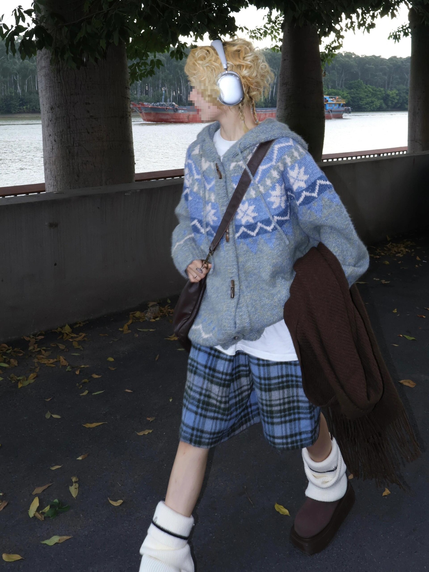 美式复古牛角扣软糯马海毛费尔岛毛衣外套女秋冬加厚针织外搭开衫详情15