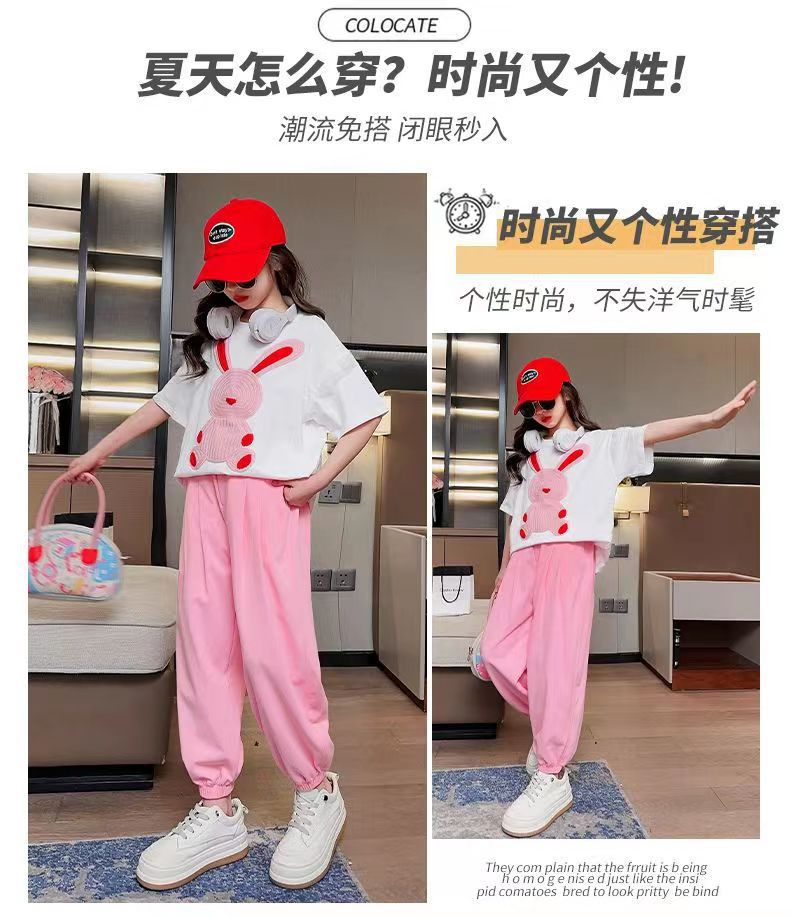 女童夏装2025新款短袖t恤夏款中大童洋气时髦衣服儿童夏季套装潮详情5