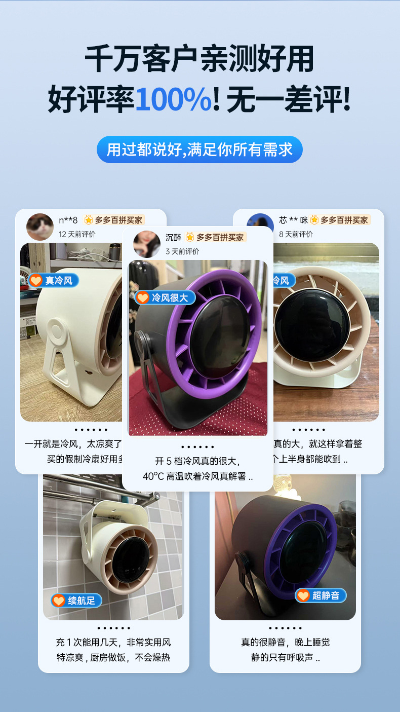 2025新款跨境迷你电风扇桌面宿舍USB风扇挂壁家用宿舍循环扇批发详情5