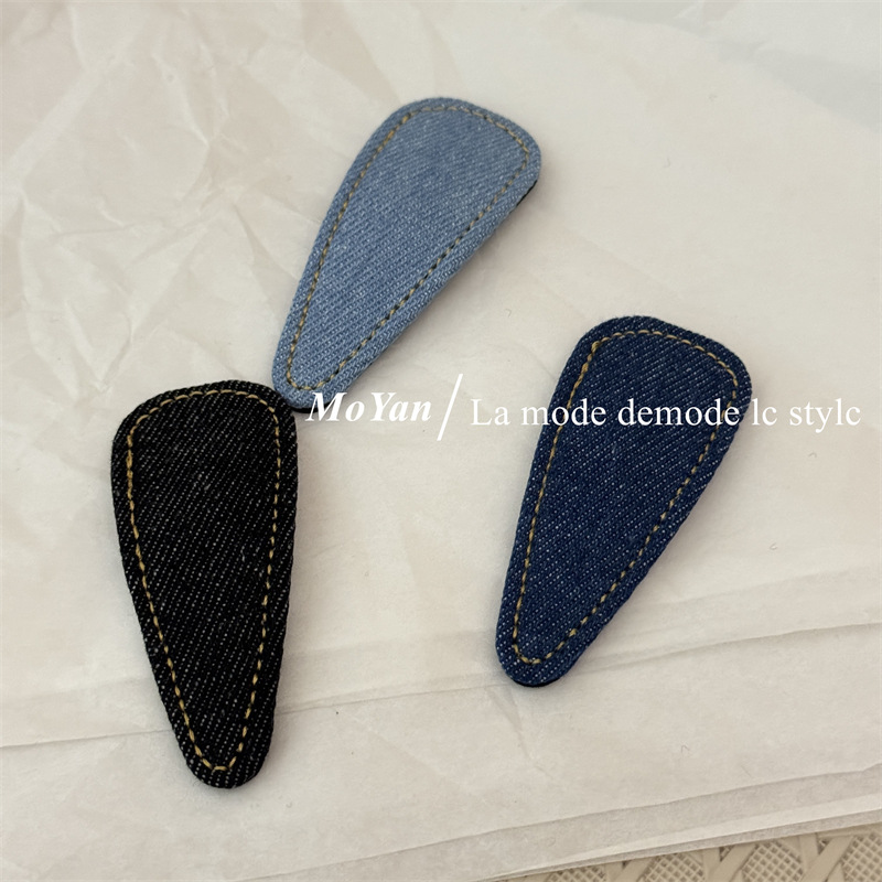 复古简约牛仔蓝高级感新款发夹碎发发卡刘海BB夹气质百搭侧边夹子详情10