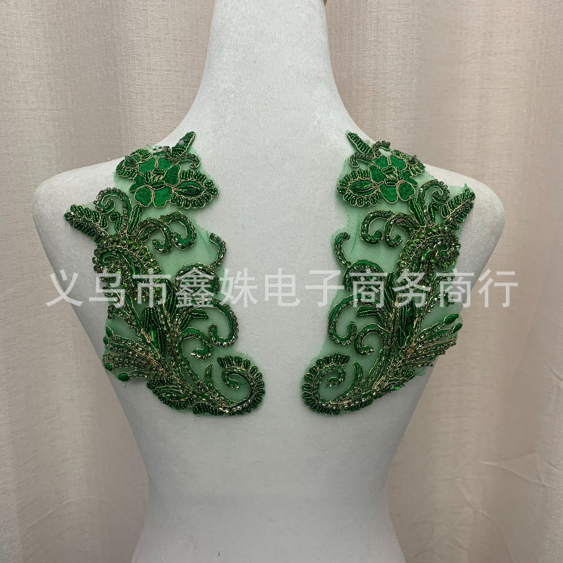 DIY handcrafted wedding dress accessories, dress accessories and clothing accessories with multi-color hand-stitched beaded and beaded lace patchwork pic 9