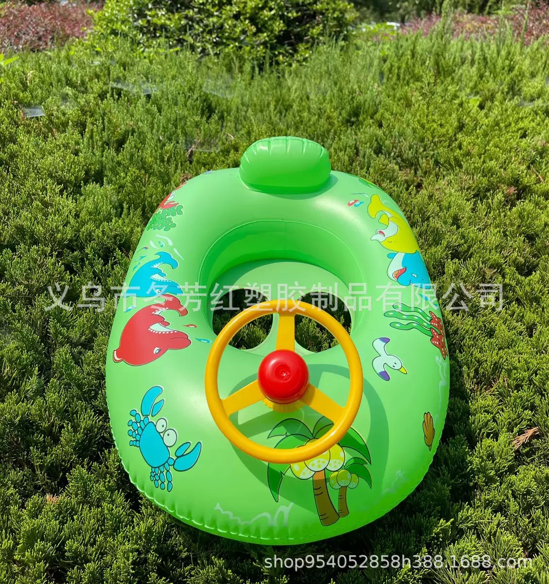厂家直供新款热销宝宝游泳艇儿童座圈加厚带喇叭方向盘充气小游艇运动户外游泳用品游泳圈详情4